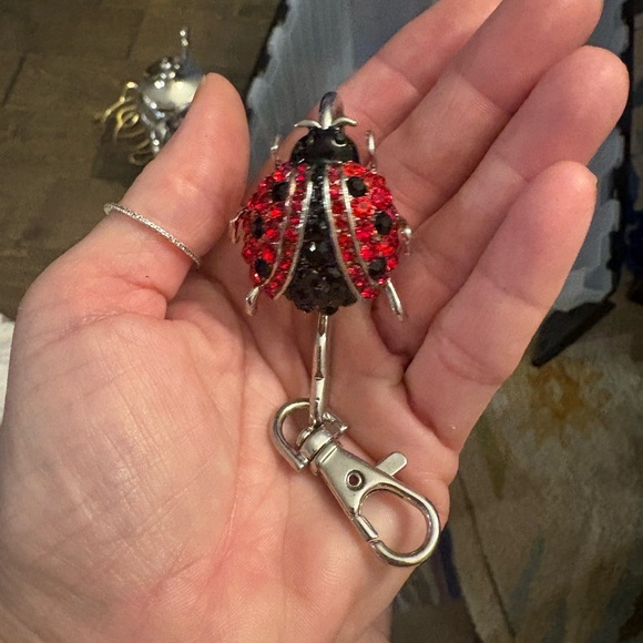Accessories - Ladybug purse key holder with Red and Black Crystals